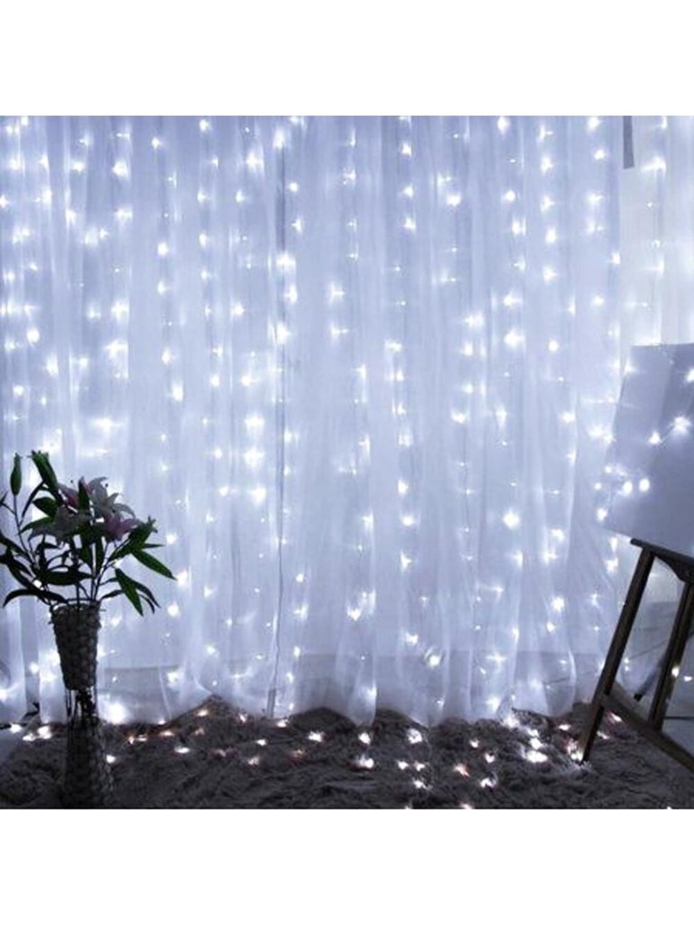 New Curtain String Lights, 300 LED 9.8ft x 9.8ft 8 Lighting Modes